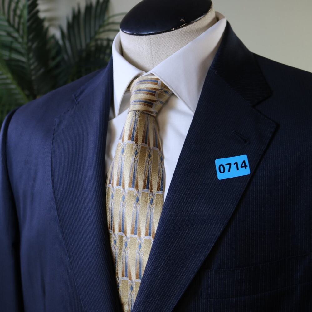 Jos A Bank Blazer Signature Platinum Men 43R Dark Navy Made in Italy